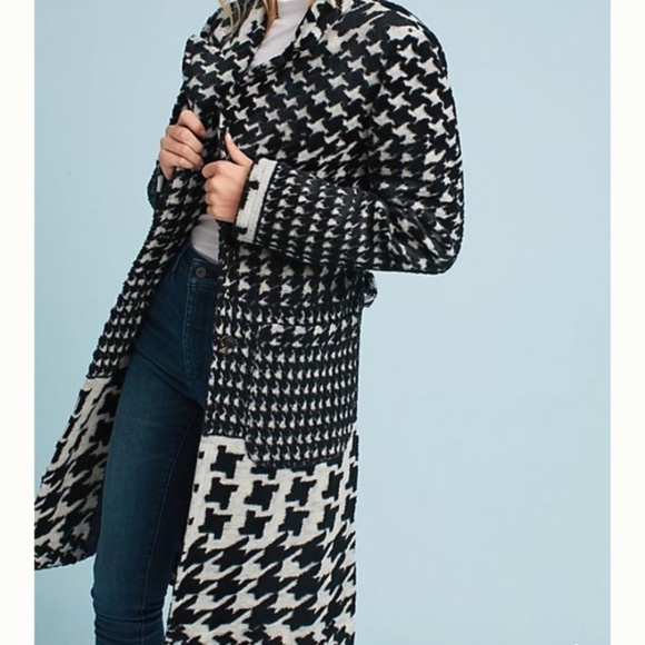 Ett:twa by Anthropologie Houndstooth Coat Womens Small - Picture 1 of 8